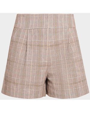 Veronica Beard Haina Pleated Shorts - Natural