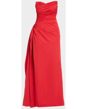 As It May Tiphanie Strapless Draped Faille Gown - Red