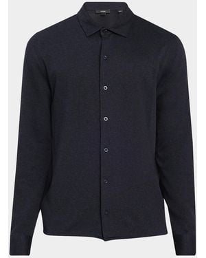 Vince Apos;S Micro-Herringbone Button-Down Shirt - Blue