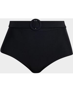 Ramy Brook Danica Belted High-Waist Bikini Bottoms - Black