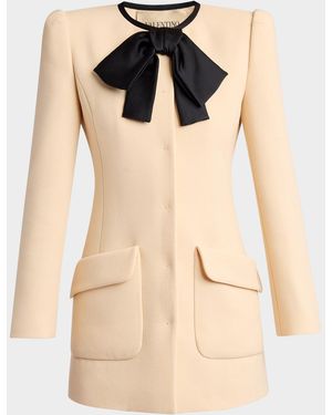 Valentino Garavani Tie-Neck Mini Blazer Dress - Natural