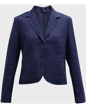 ATM Short Linen Boyfriend Blazer - Blue