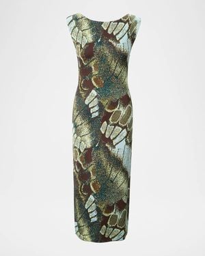 STAUD Veronica Abstract Midi Dress - Green