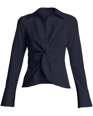 Cinq À Sept Mckenna Long-sleeve Collared Top - Blue