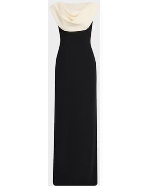 Lela Rose Cowl-Neck Sleeveless Column Gown - Black