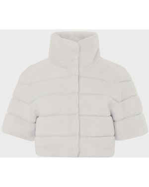 Gorski Reversible Lamb Shearling Bolero Jacket With Cropped Sleeves - White