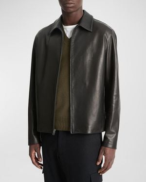 Vince Apos;S Leather Zip-Up Jacket - Black