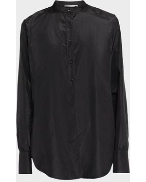 The Row Lula Silk Taffeta Button-Down Top - Black