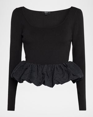 Rails Tillie Scoop-Neck Bubble-Hem Top - Black
