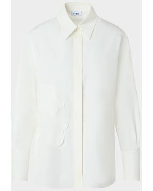 Akris Punto Floral Applique Cotton Shirt - White