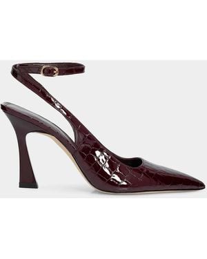 Stuart Weitzman 85Mm Vinnie Patent Leather Ankle-Strap Pumps - Brown