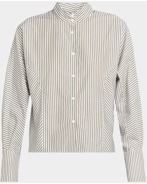Rag & Bone Dustin Stripe Poplin Shirt - Gray