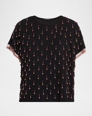 Kobi Halperin Carmel Beaded Cotton Knit Tee - Black