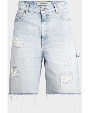【送料&関税込】Golden Goose Distressed Denim Bermuda Shorts Golden Goose Distressed denim bermuda shorts with frayed hem