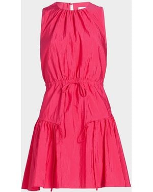 Cinq À Sept Leyla Taffeta Drawstring Tiered Sleeveless Mini Dress - Pink