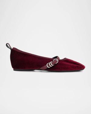 Rag & Bone Spire Velvet Mary Jane Ballerina Flats - Purple