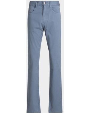 Canali Apos;S Cotton Slim Straight Leg Five-Pocket Pants - Blue