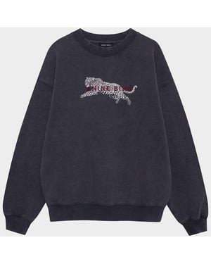 Anine Bing Spencer Embroidered Sweatshirt - Blue