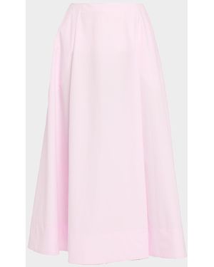 Adam Lippes Rene Cotton Poplin A-Line Midi Skirt - Pink