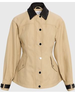 Veronica Beard Talla Cotton Peplum Jacket - Natural