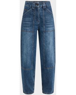 Co. High-Rise Barrel-Leg Denim Pants - Blue