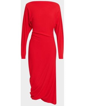 A.L.C. Sandra Gathered Boat-Neck Midi Dress