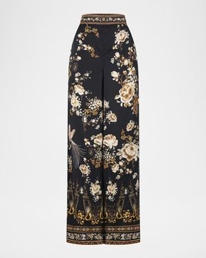 CAMILLA Flamenco Folklore Straight-Leg Relaxed Pants - Black