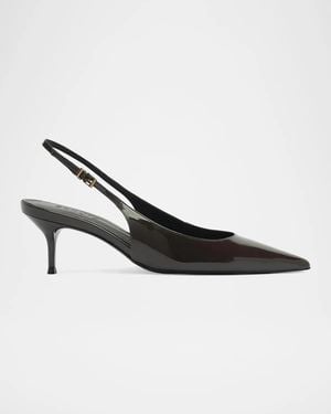 SCHUTZ SHOES Paola 65Mm Patent Leather Slingback Pumps - Metallic