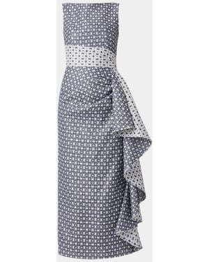 Shoshanna Catherine Draped Jacquard Maxi Dress - Blue