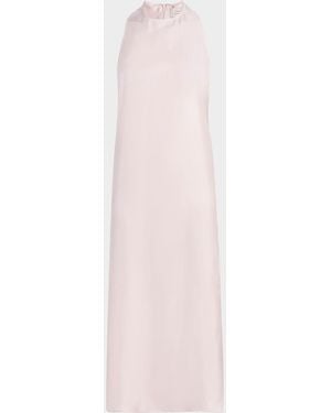 Loulou de Saison Paloma Twist Back Silk Midi-Slipdress - Pink