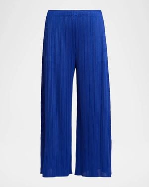 Issey Miyake Monthly Colors: July Pleated Wide-Leg Crop Pants - Blue