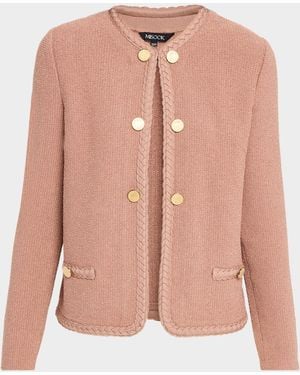 Misook Relaxed Braid-Trim Tweed Jacket - Pink