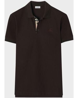 Burberry Apos;S Eddie Check-Placket Cotton Polo Shirt - Black