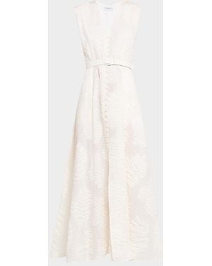 Evi Grintela Caroline Seersucker Fil Coupe Poplin Maxi Dress - White