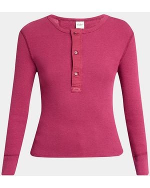 Chloé Cotton Jersey Ribbed Long-Sleeve Top - Pink