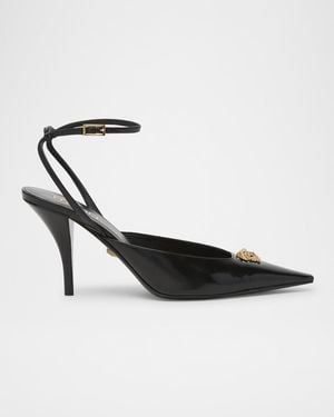 Versace La Medusa Calfskin Leather Pumps - White