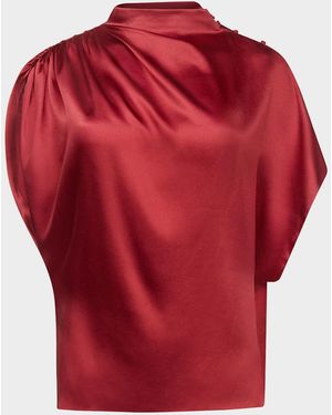 Twp Wish You Would Draped Silk Blouse - Red