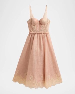 Zimmermann Valiant Lace-Trim Corset Dress - Natural