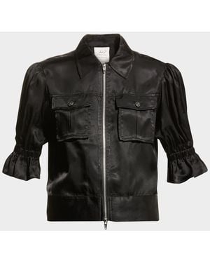 Cinq À Sept Holly Short-sleeve Sateen Jacket - Black