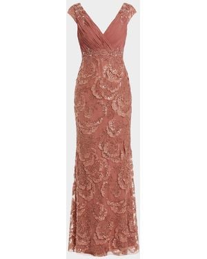 Mac Duggal Embellished Floral Column Gown - White