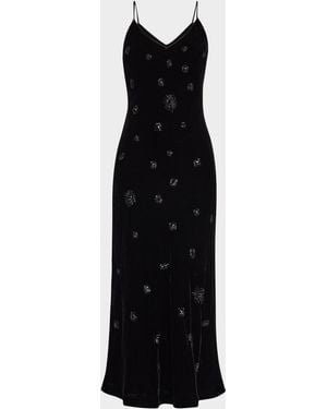 La Ligne Spaghetti-Strap Velvet Slip Dress - Black