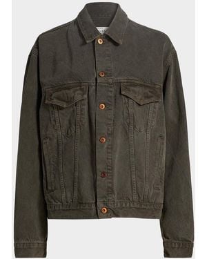 SLVRLAKE Denim Oversized Boyfriend Denim Trucker Jacket - Green