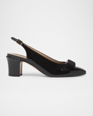 Ferragamo 55Mm Vetty Patent Leather Slingback Pumps - Black