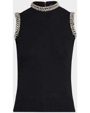 Generation Love Lavinia Crystal-Embellished Mock-Neck Tank Top - Black