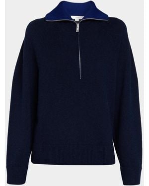 Vince Half-Zip Wool-Cashmere Sweater - Blue