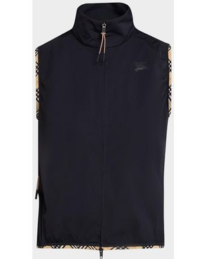 Burberry Aimee Check-Trim Perforated Nylon Vest - Black