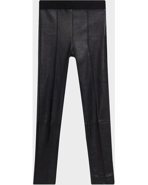 Brunello Cucinelli Leather Ankle Pants - Blue