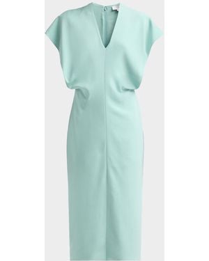 Stella McCartney V-Neck Blouson Midi Dress - Green