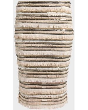 Kiton Sequined Fringe Pencil Skirt - Natural