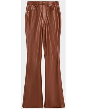 Veronica Beard Beverly High-Rise Skinny Flare Vegan Leather Jeans - Brown